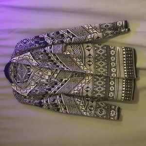 Ashley Blue Geometric Black and White Cardigan